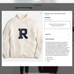 J crew Heritage Cotton Letter Sweater